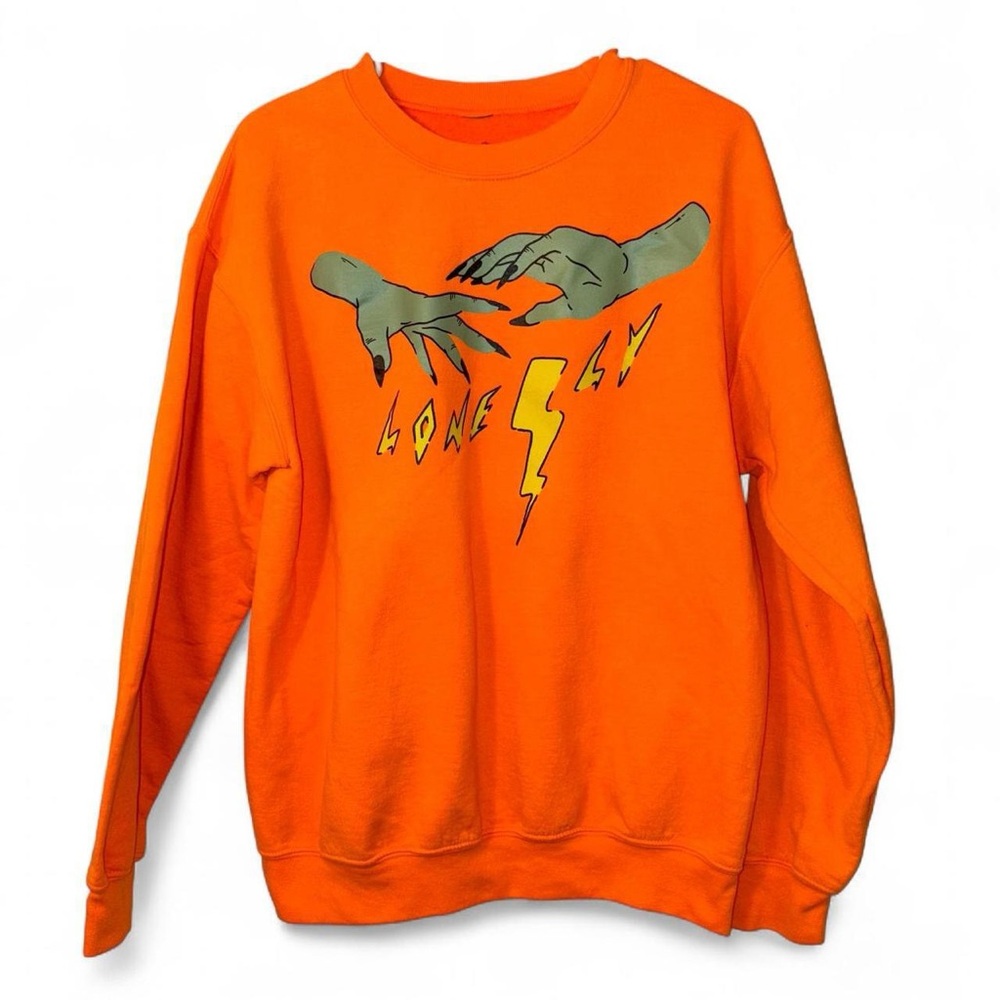 LONELY GHOST Orange Graphic Sweatshirt